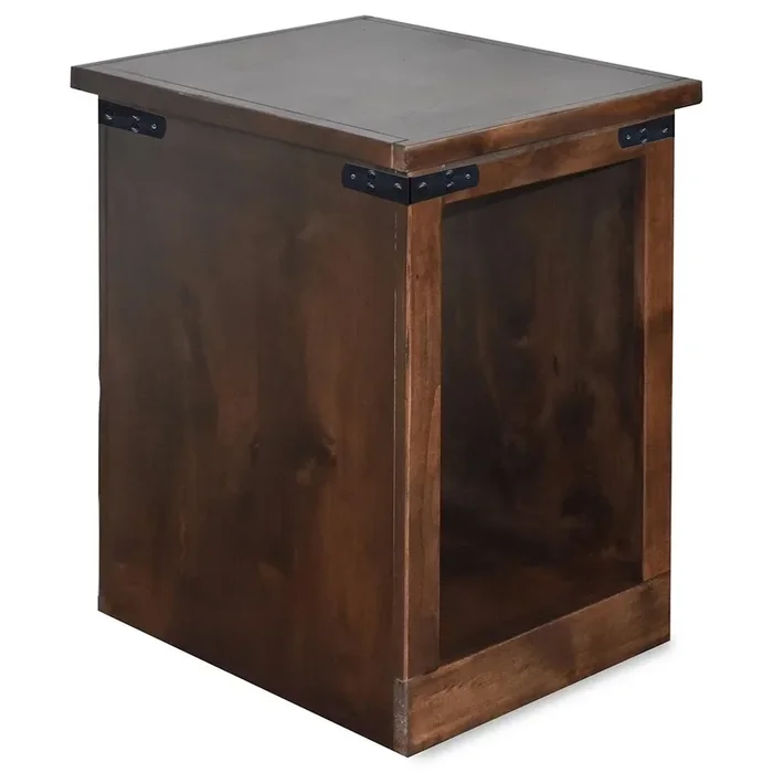 Farmhouse Chairside Table with Bottom Storage Shelf