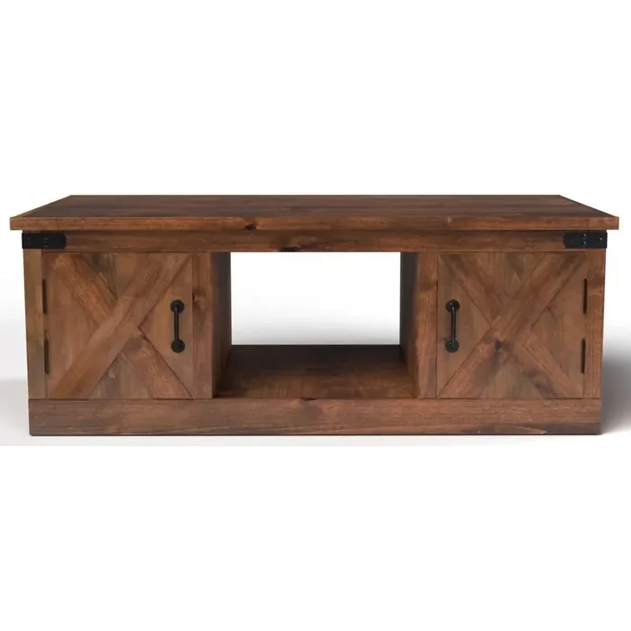 Farmhouse Coffee Table with Bottom Storage Shelf