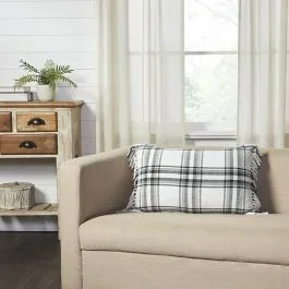 Farmhouse Holiday Fringed Plaid Accent Pillow Set of 2