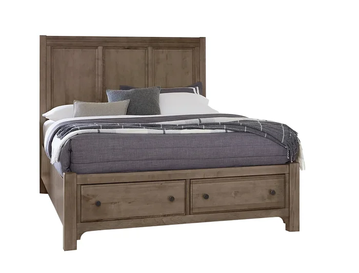 Farmhouse Queen Panel Bed with Footboard Storage