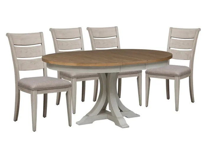 Farmland 5 Pc. Oval Dining Room Set w/ Upholstered Chairs