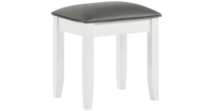 Felicity Upholstered Vanity Stool Metallic and Glossy White