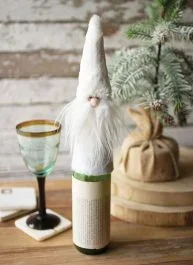 Felt Santa Wine Topper White Set of 2