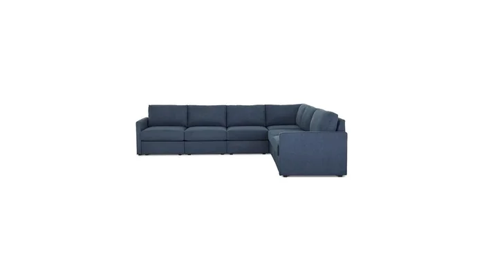 Flex Blue 6-Seat Sectional with Narrow Arm