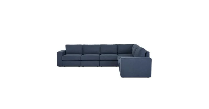 Flex Blue 6-Seat Sectional with Wide Arm