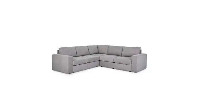 Flex Gray 5-Seat Sectional with Wide Arm