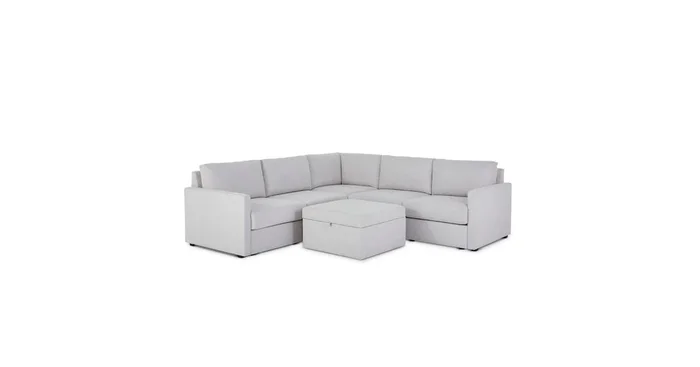 Flex Taupe 5-Seat Sectional with Narrow Arm and Storage Ottoman