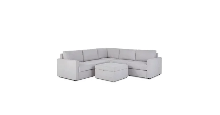 Flex Taupe 5-Seat Sectional with Standard Arm and Storage Ottoman