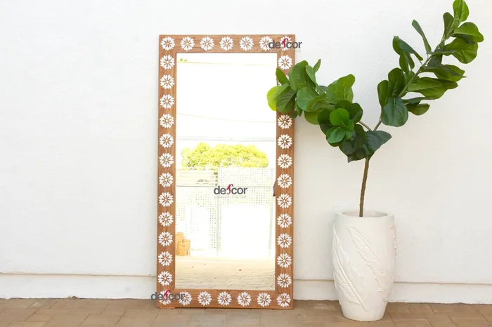Floral Blossom Inlay Floor Mirror (Trade)