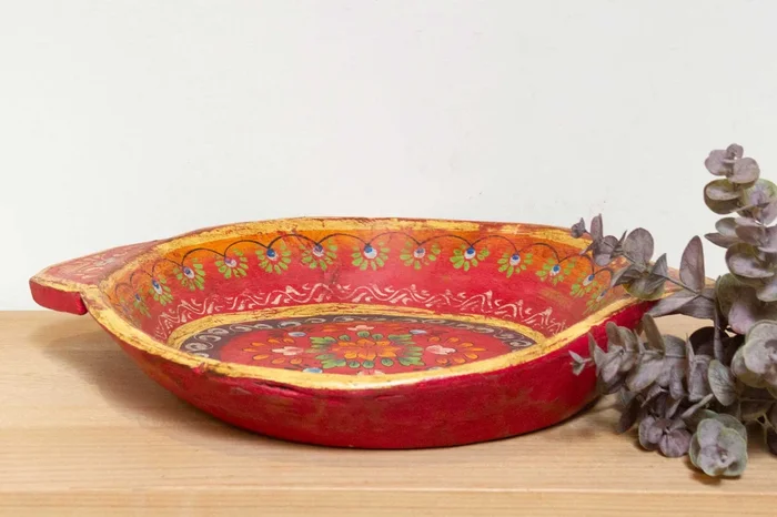 Floral Painted Indian Parat Bowl
