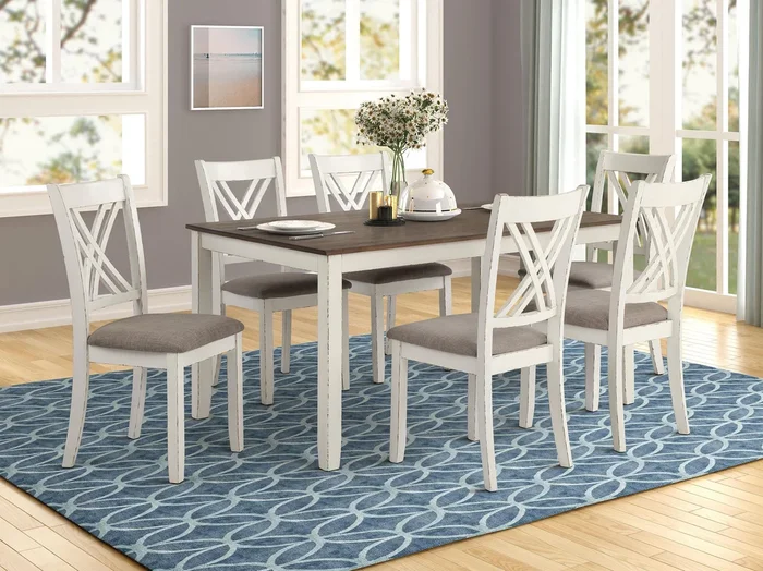 Fortress 7-Piece Rectangular Dining Set Vintage Vanilla