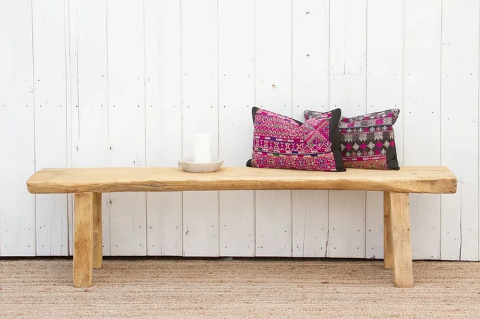 Fossilized Wood Long Primitive Bench (Trade)