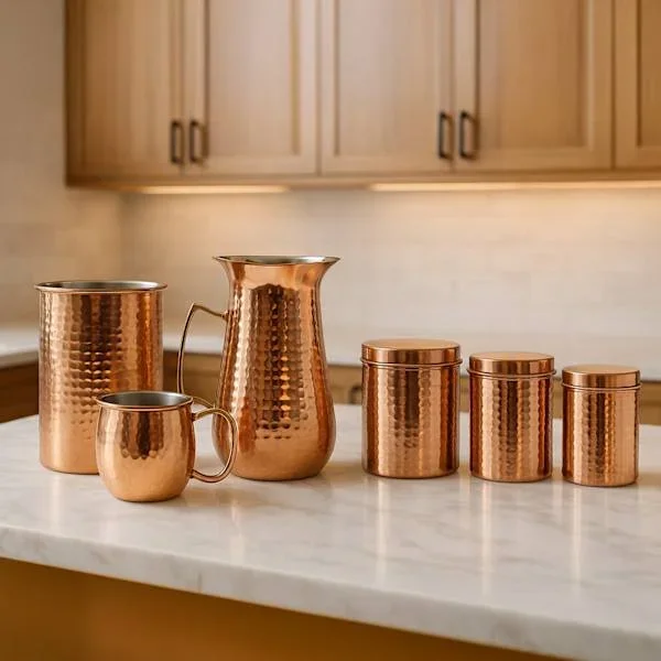 Found & Fable 7-Piece Hammered Copper Metal Kitchen Set