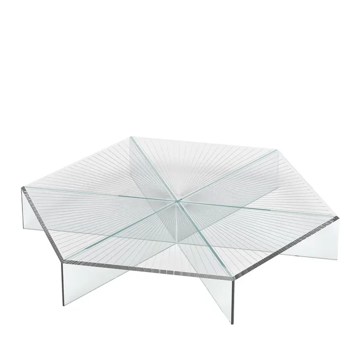 Frank 1 Clear And Radius Pattern Glass Coffee Table