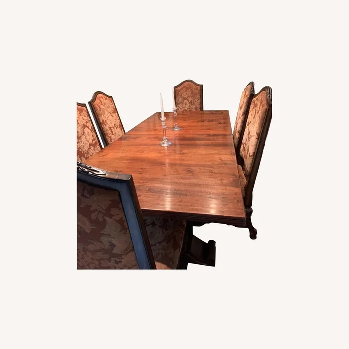 French Antique Farm Table With Chairs