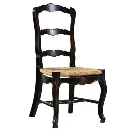 French Country Black Ladder Back Chair Set of 2