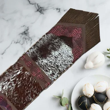 Fringed Red Faux Gator Leather Table Runner – 96 Inch