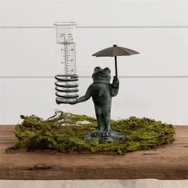 Frog With Umbrella Rain Gauge