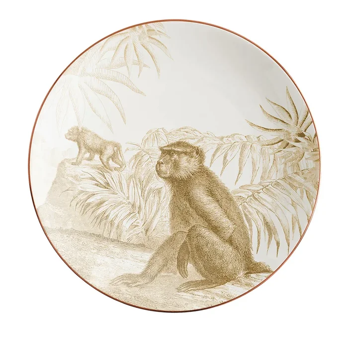 Galtaji Set Of 2 Porcelain Bread Plates With Monkeys #3