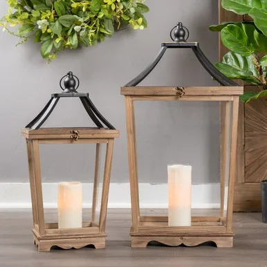 Galveston Wood Lanterns – Set of 2