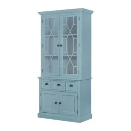 Geometric Glass Door Blue Storage Cabinet | SHIPS FREE