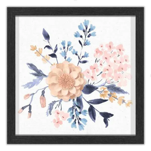 Glass Framed Floral Print Wall Art, 10″