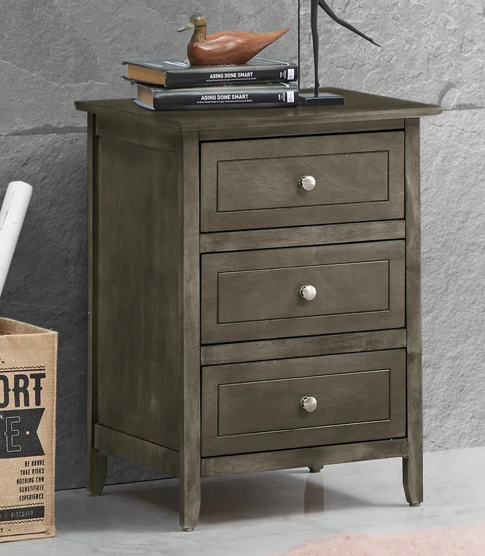 Glory Daniel G1311-N-05 3 Drawer Nightstand , GrayG1311-N-05