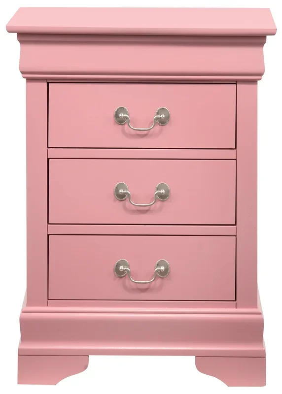 Glory Louis Phillipe G3104-3N 3 Drawer Nightstand , Pink G3104-3N