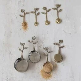 Gold Flower Leaf Measuring Cup Set of 4