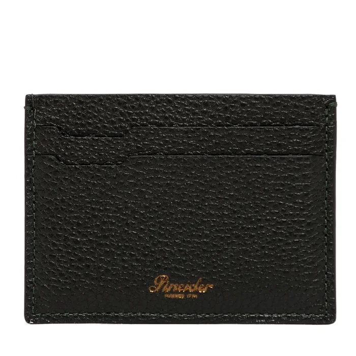 Grained Leather Card Holder Black