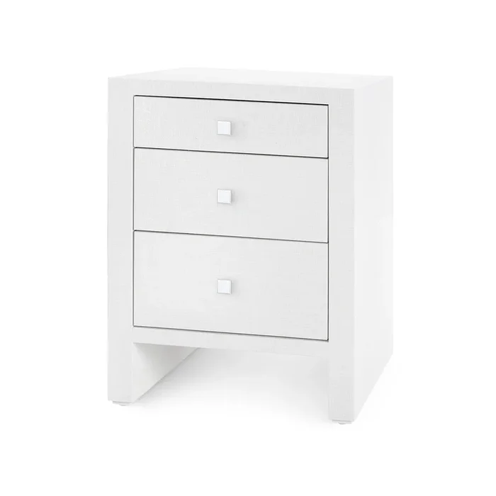 Grasscloth 3-Drawer Side Table in White | Morgan Collection | Villa & House