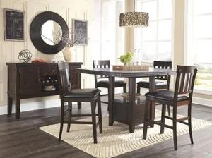 Haddigan Counter Height Dining Table, 4 Barstools and Server