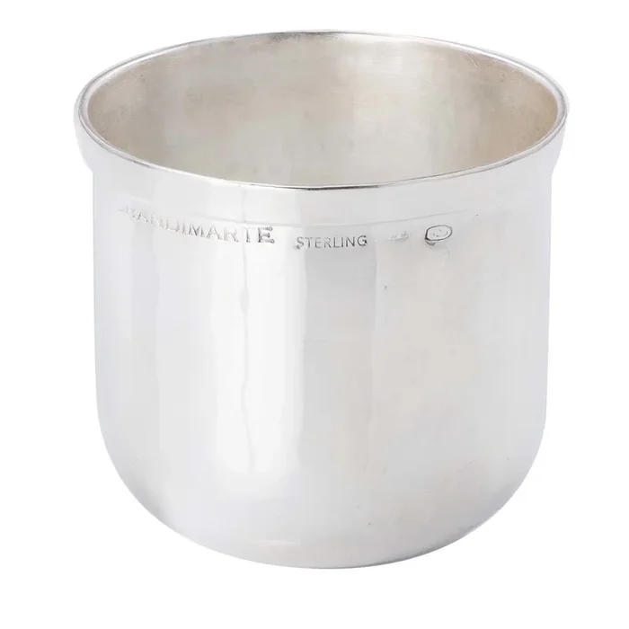 Hammered Miniature Round Glass in Premium Silver
