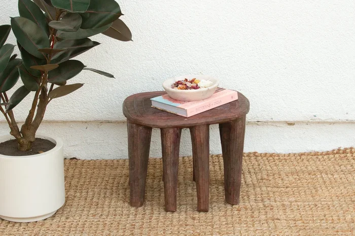 Handcarved Wood Nupe Side Table (Trade)