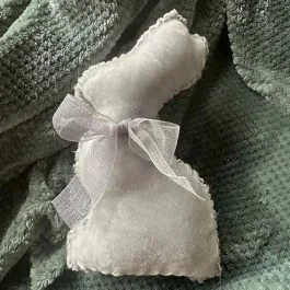 Handmade Velvet Bunny Pillow with Bow