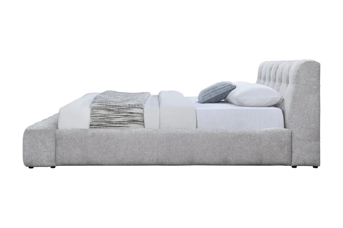 Hannah Chenille Upholstered Eastern King Bed with Buttonless Tufted Details