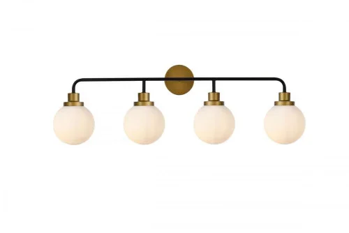 Hanson 4 lights bath sconce in black with brass with frosted shade (758|LD7036W38BRB)