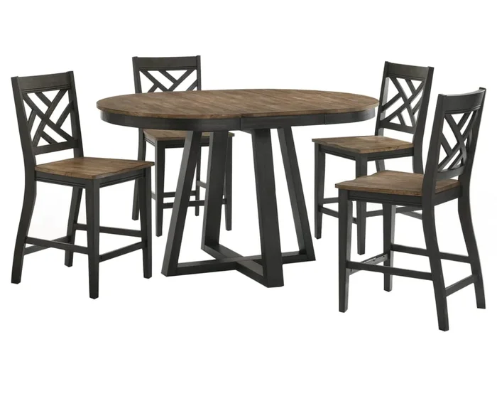 Haskell 5 Pc. Counter Height Dining Set w/ Lattice Back Barstools