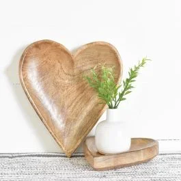Heart Shaped Wooden Bowl Set of 2