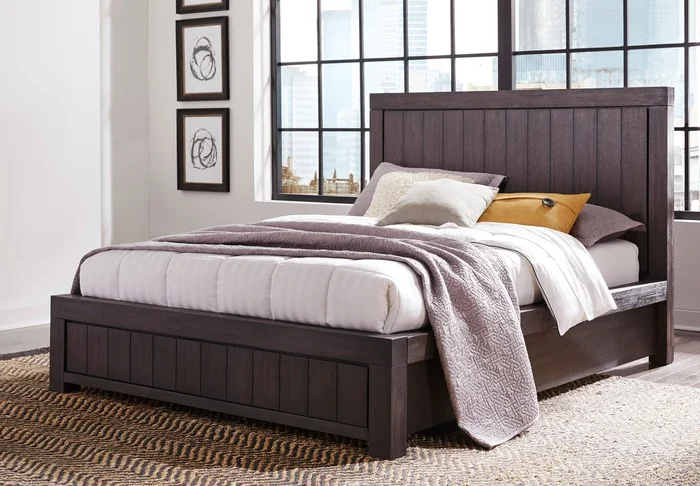 Heath Wood Platform Bed in Basalt Grey