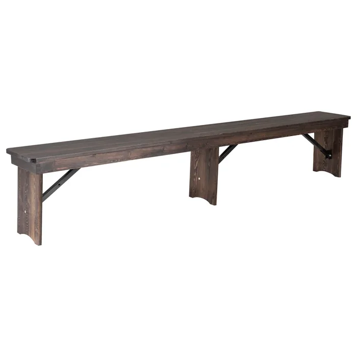 HERCULES Series 8′ x 12” Solid Pine Folding Farm Bench with 3 Legs