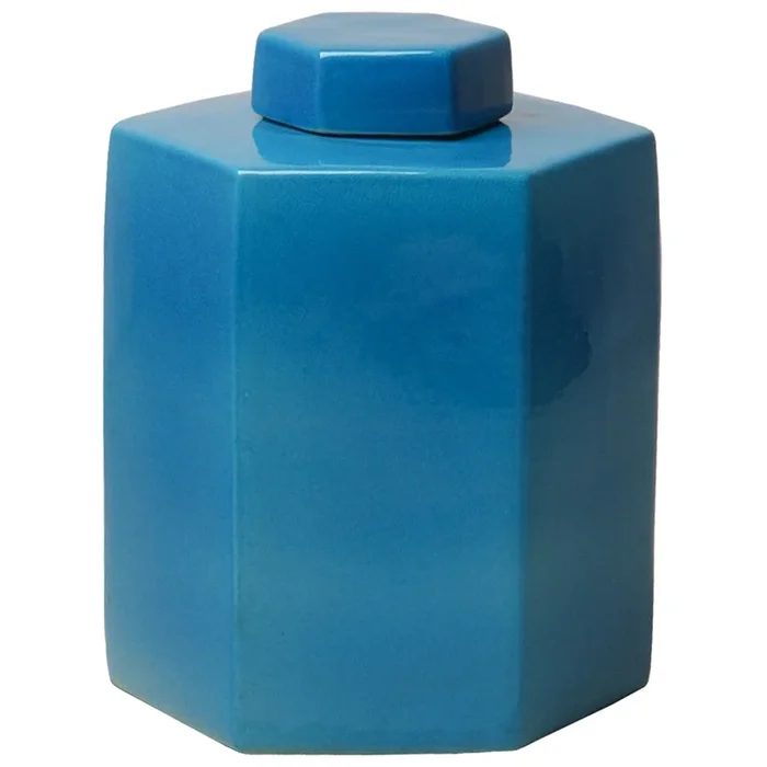 Hexagon Tea Canister – Deep Turquoise