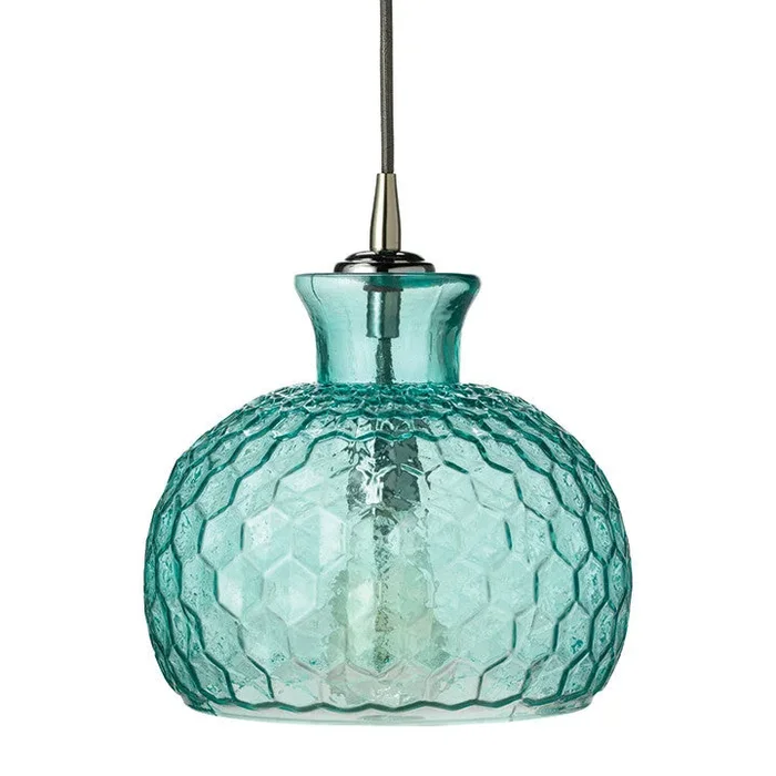 Honeycomb Pattern Glass Pendant – Aqua Blue