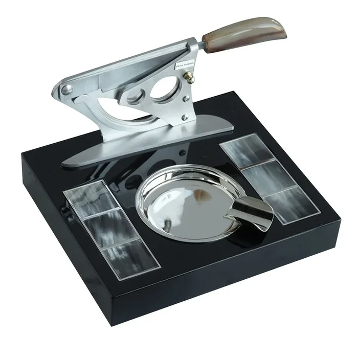 Horn Handle Cigar Cutter and Ashtray