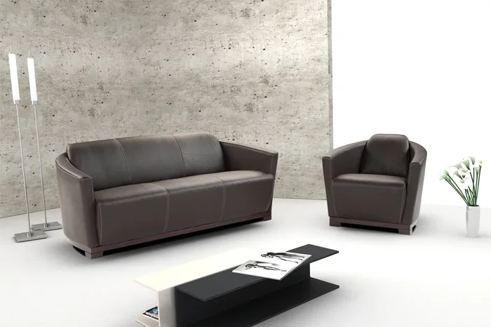 Hotel Sofa in Black Italian Leather 17692-S-BW By J&M