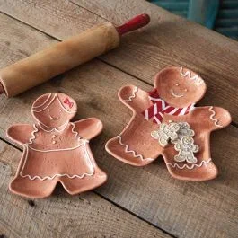 Iced Gingerbread Cookie Plate Set of 2