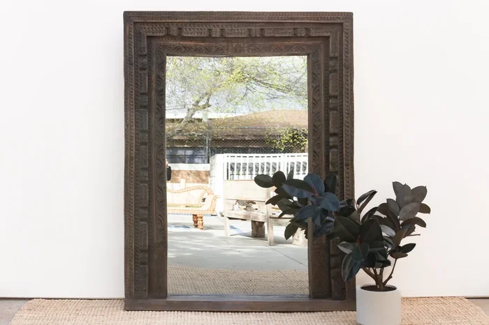 Imposing Antique Carved Floor Mirror (Trade)