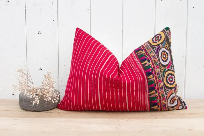 Indian Antique Mashru Tribal Pillow (Trade)