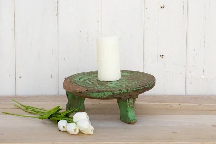 Indian Ceremonial Carved Low Bajot Table