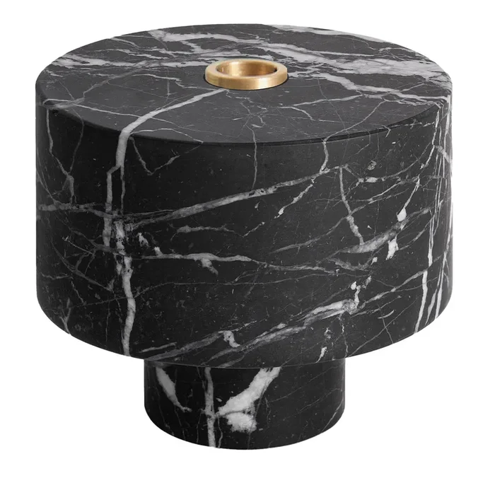 Inside Out Black Marquina Candleholder by Karen Chekerdjian